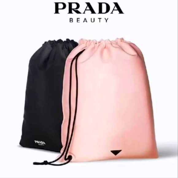 Prada Bag Reversible Pink Black Drawstring Sling Dust Bag NEW - Picture 2 of 16